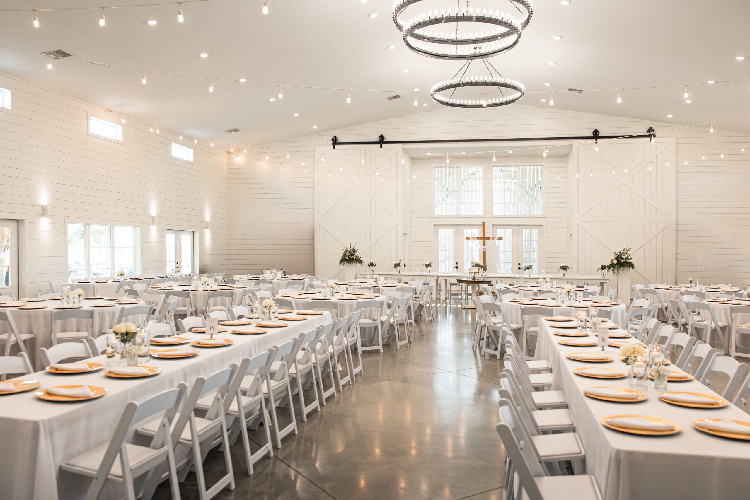 Reception space at Barn at Grace Hill wedding venue.