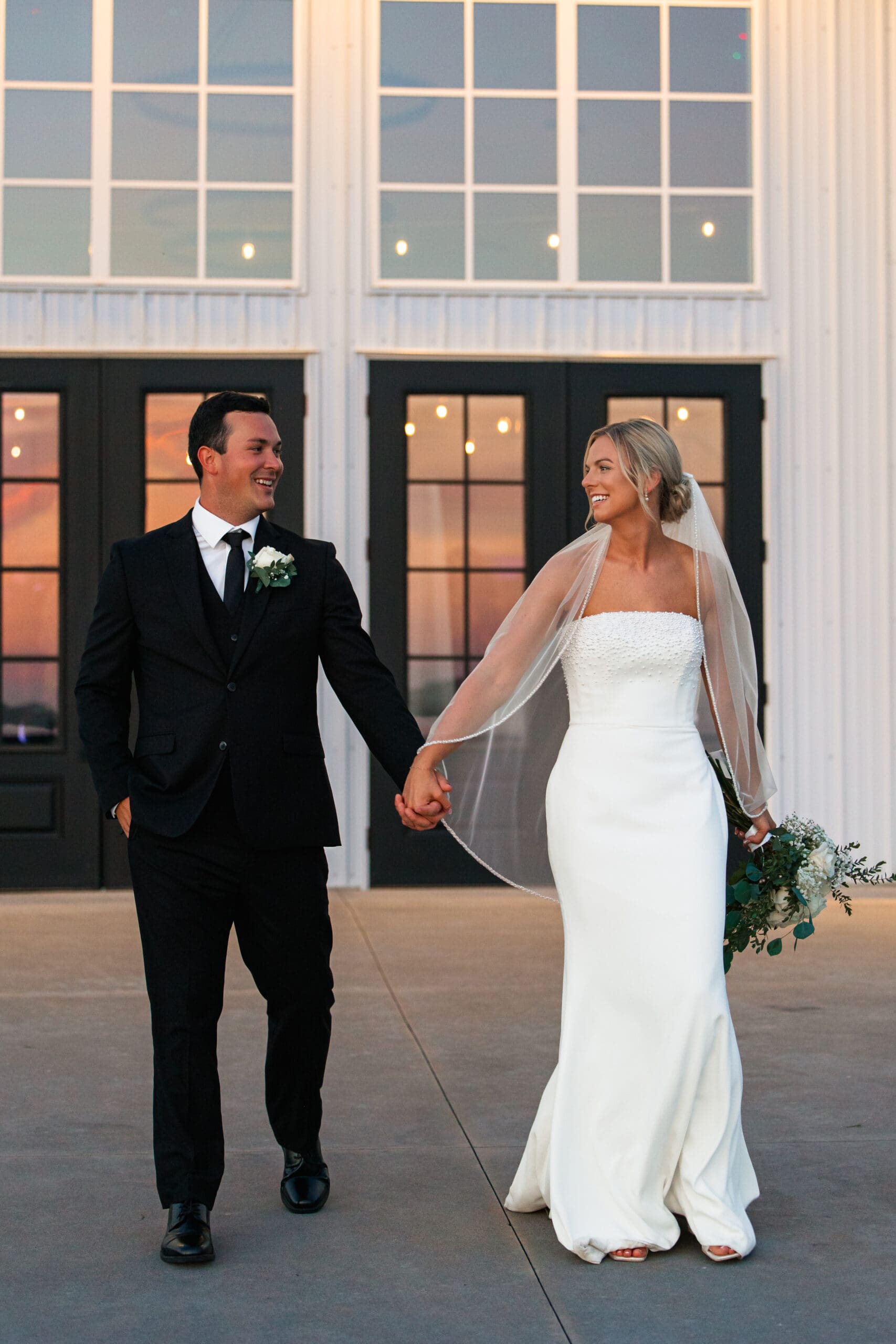 Bride and groom golden hour portraits Barn at Grace Hill wedding.