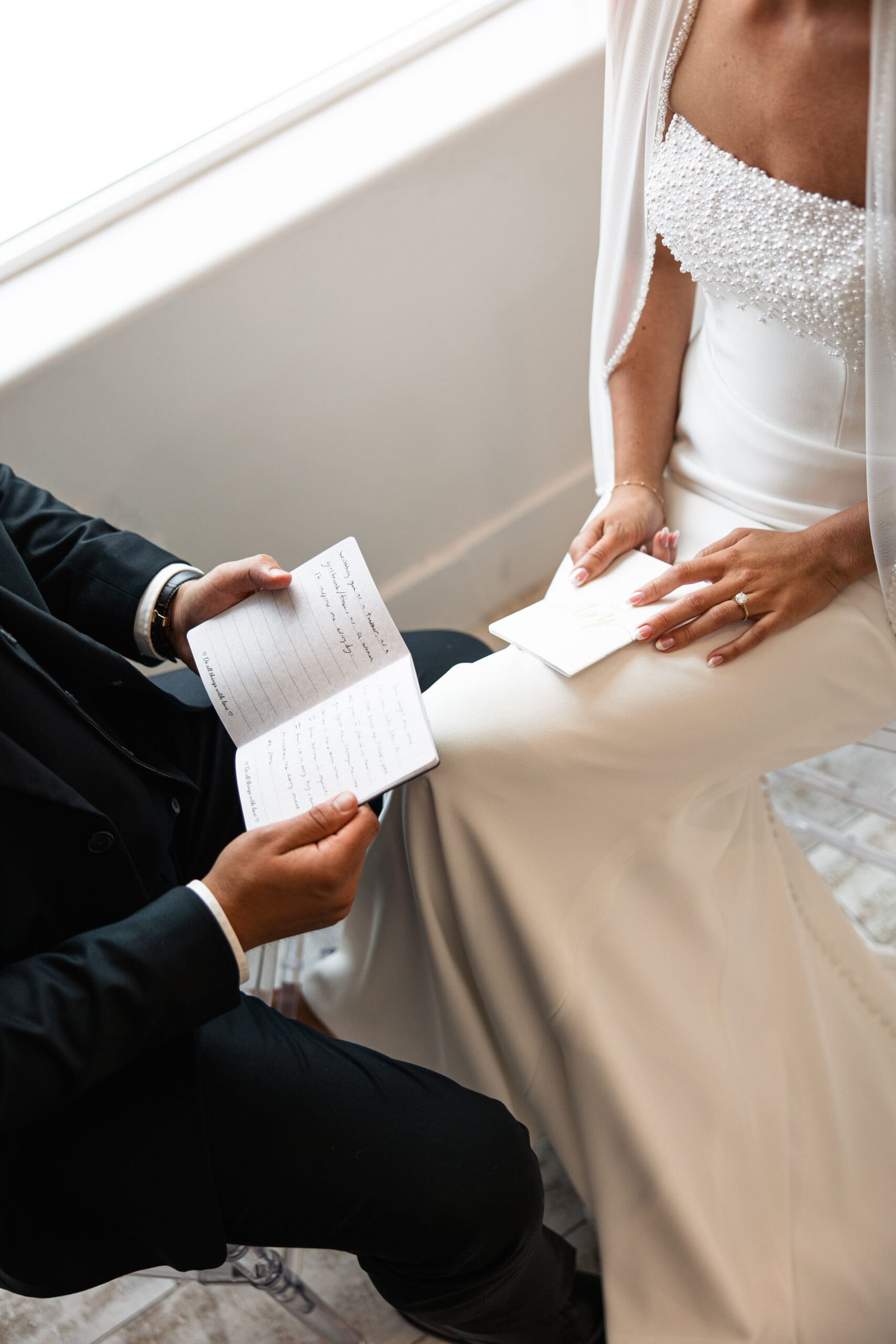 Bride and groom vow exchange Barn at Grace Hill wedding.