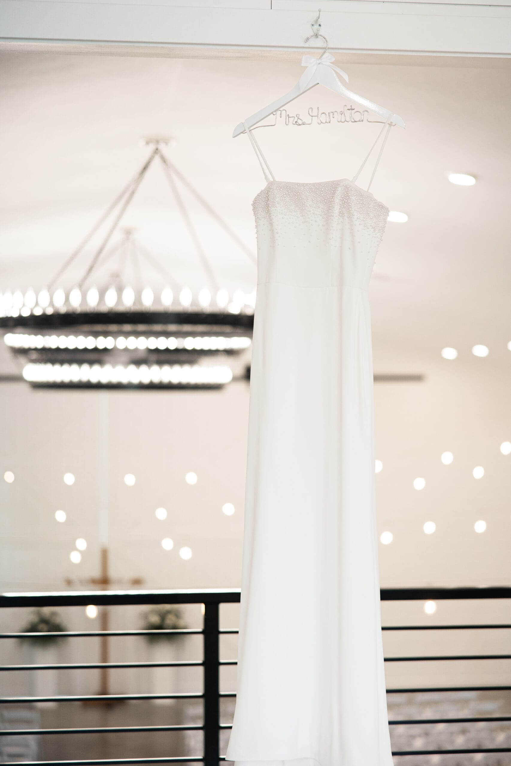 Detail photo is wedding dress hanging