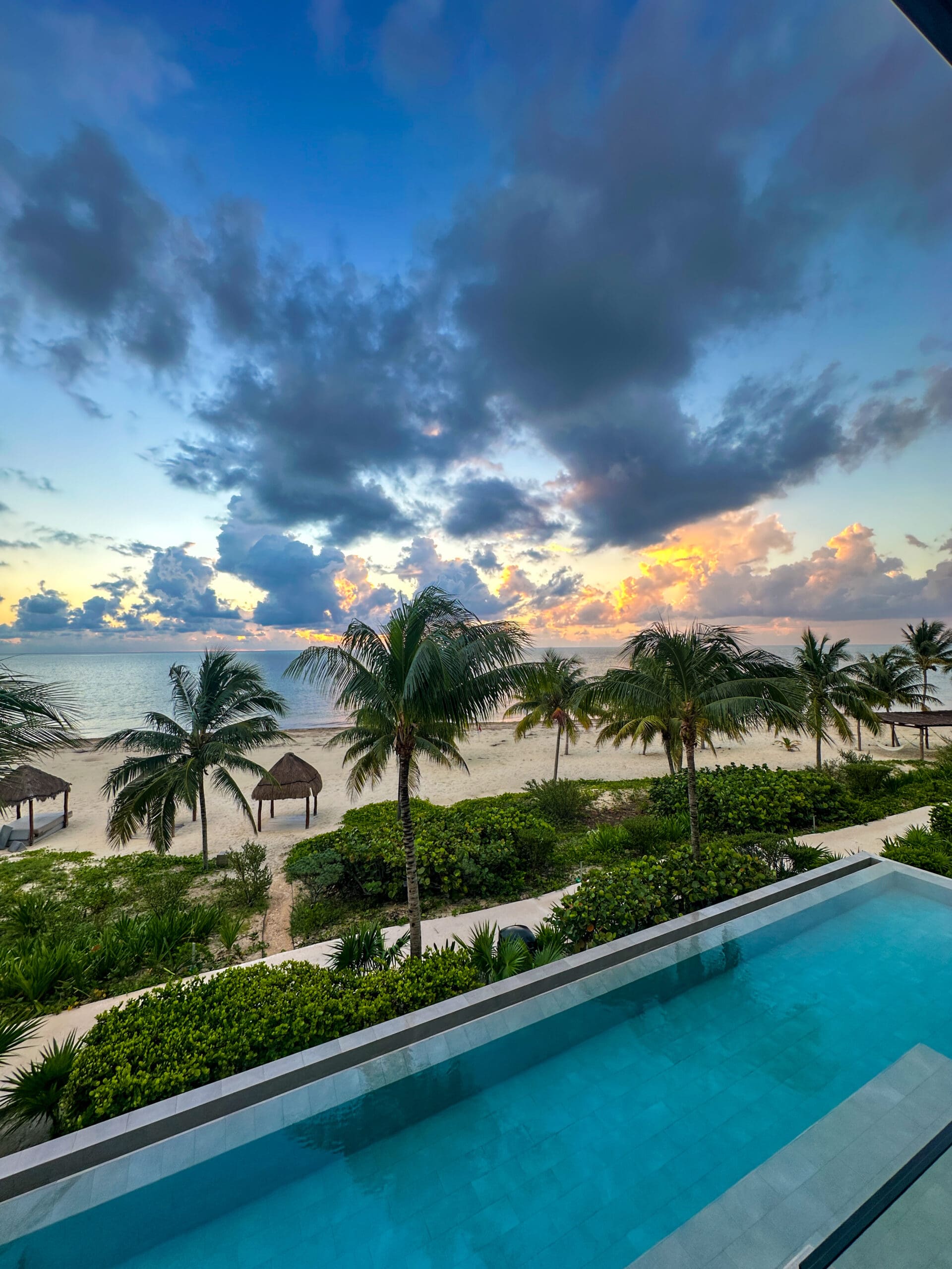 Romantic sunset over the Caribbean Sea at Haven Riviera Cancun resort