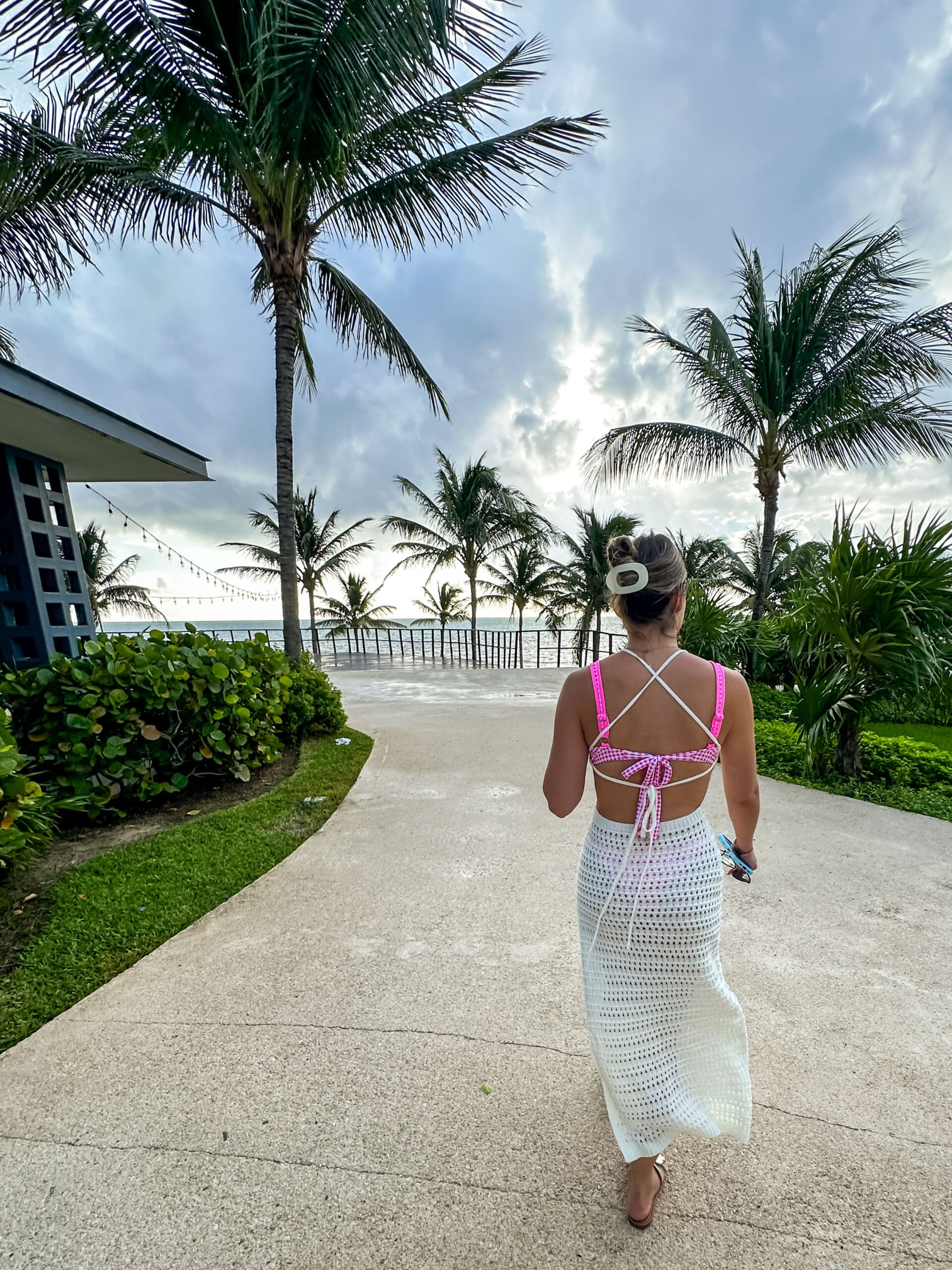 Walking around the tropical resort grounds at Haven Riviera Cancun