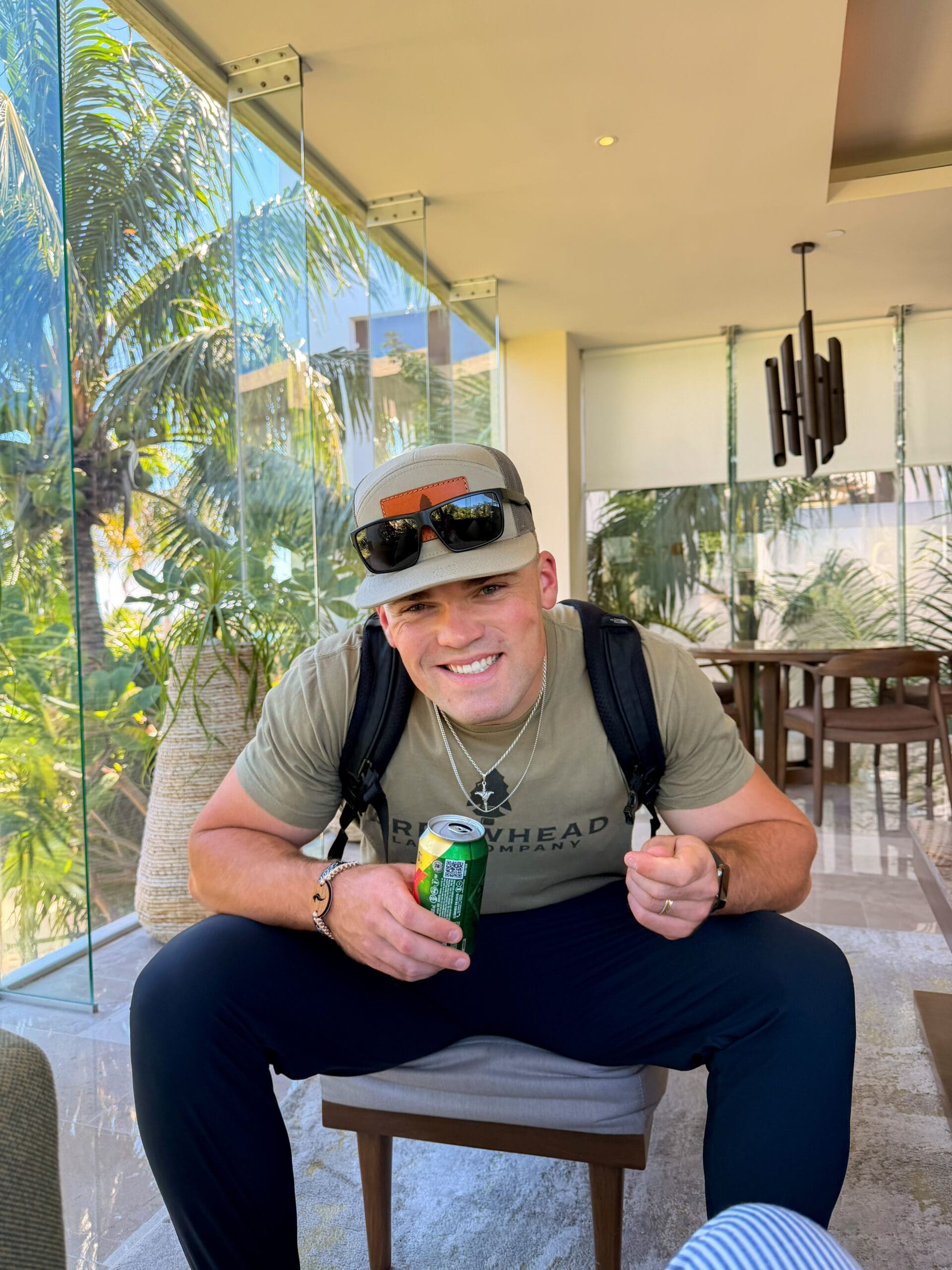 Waiting in the Serenity Club lounge before a resort tour at Haven Riviera Cancun