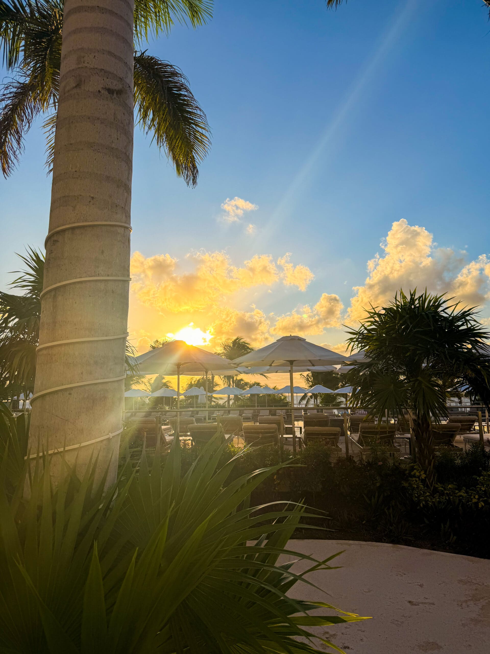 Sunrise over Haven Riviera Cancun resort and the Caribbean Sea