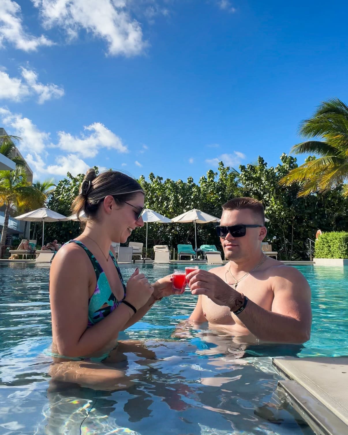 Taking shots at Serenity Club pool bar at Haven Riviera Cancun