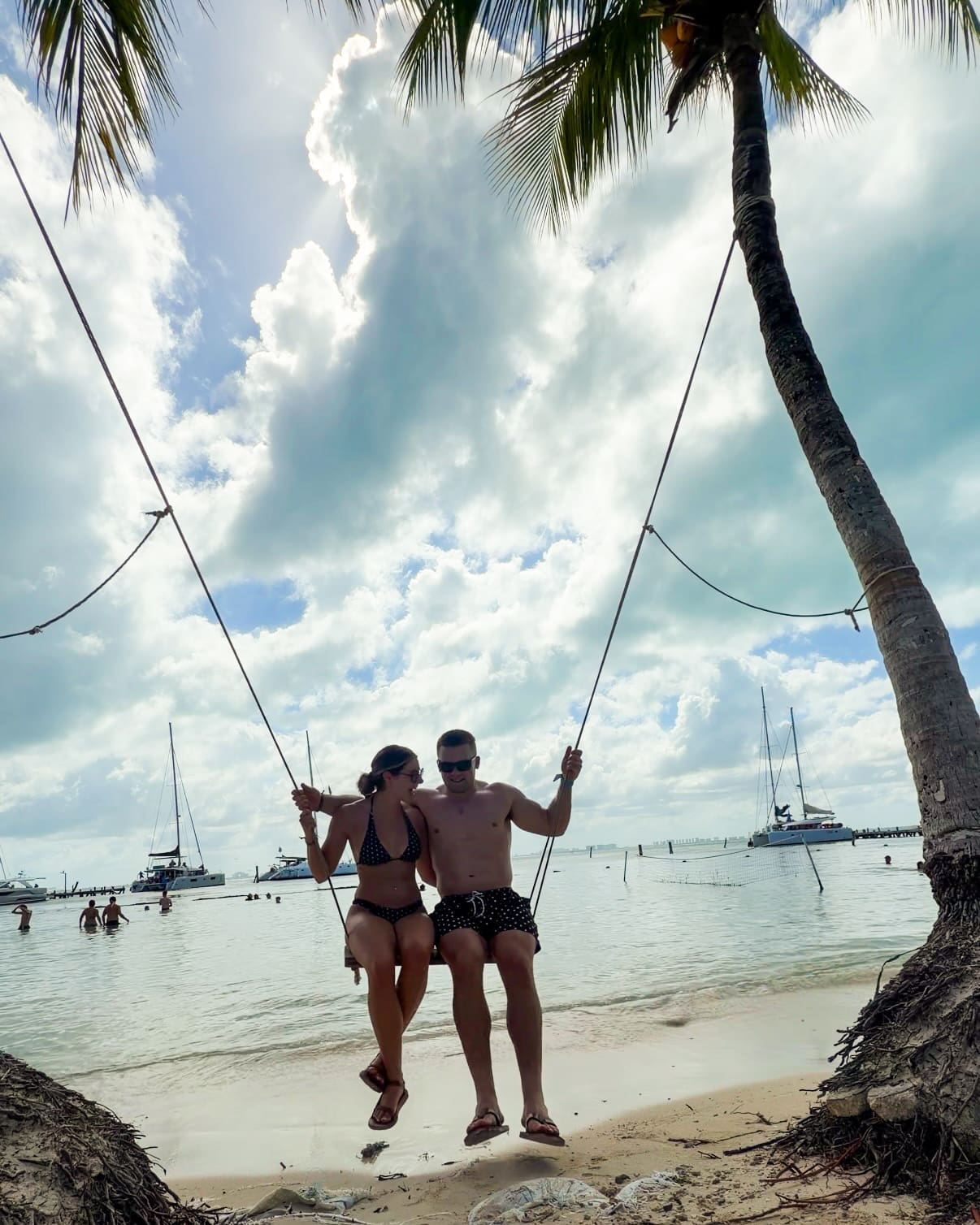 Swinging on the beach at Isla Mujeres excursion from Haven Riviera Cancun